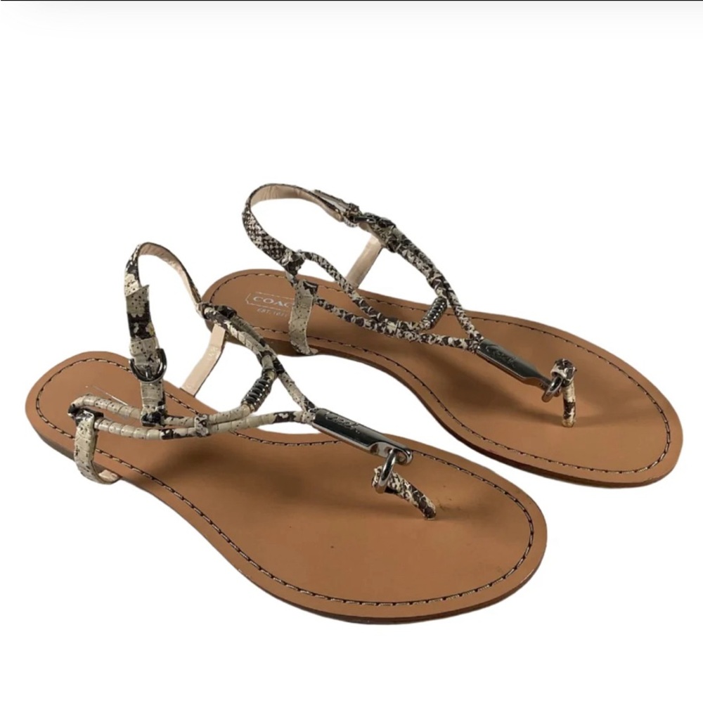 Coach Opal White Black Snake Print Slingback